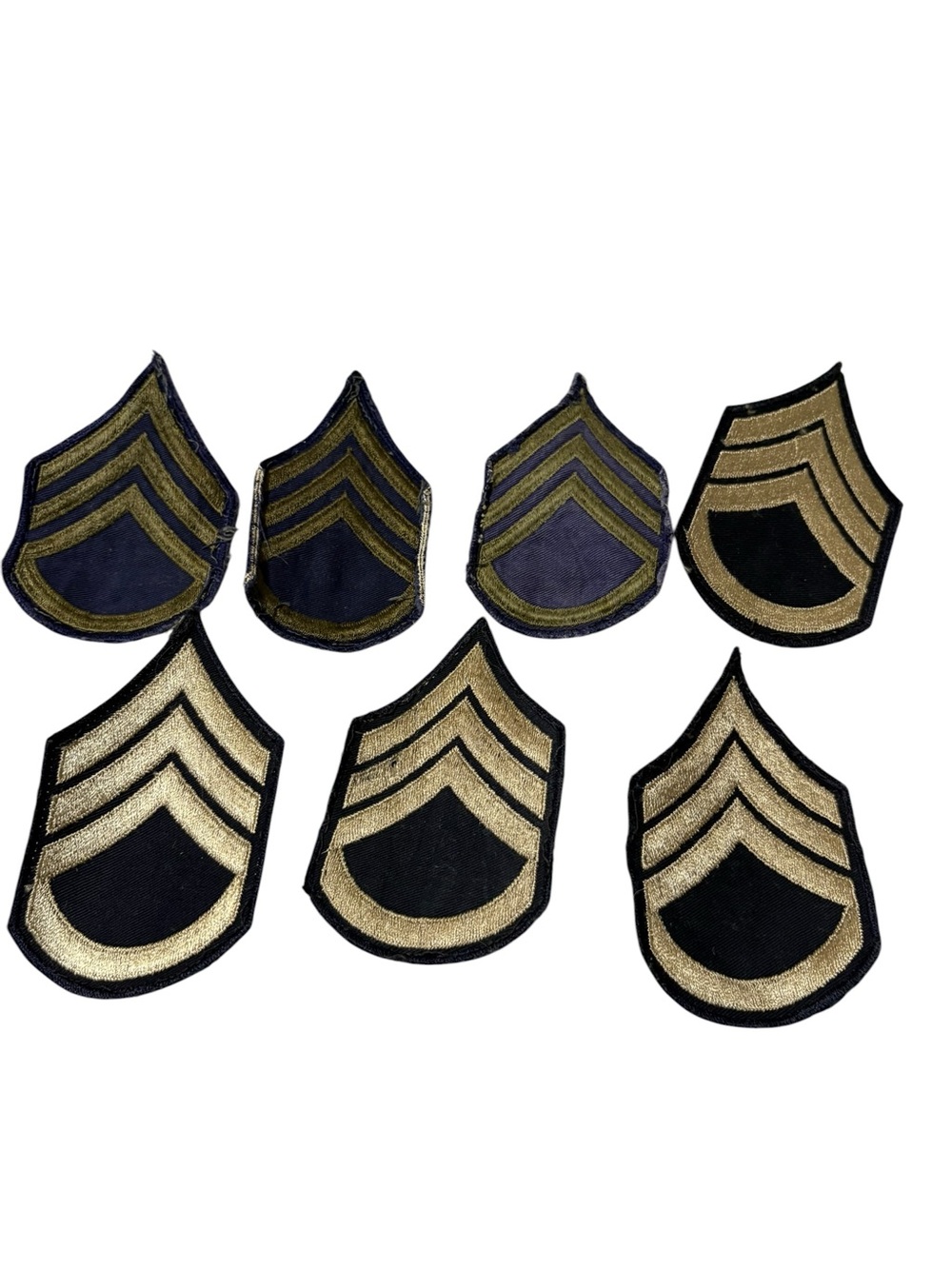 Set of Military Chevron Rank Patches in Black and Gold